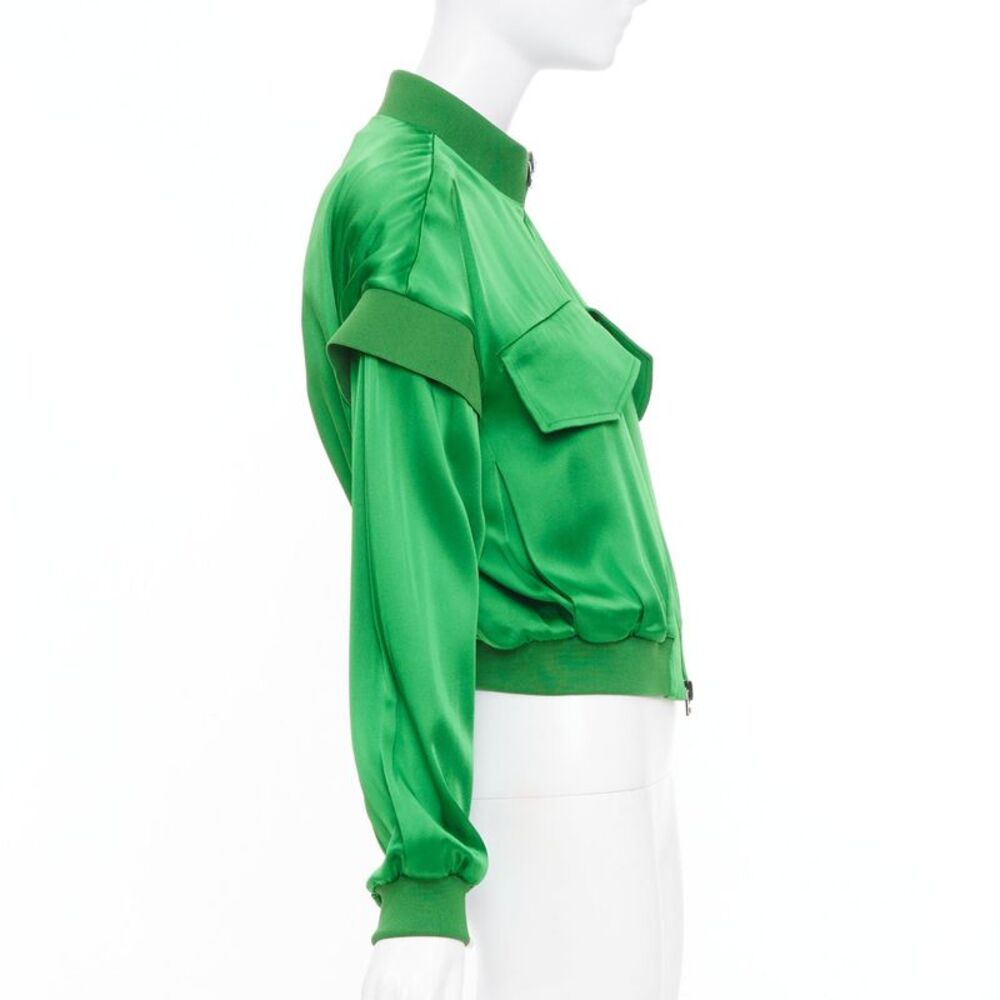 Tom Ford Green Satin Panel Bomber Jacket - Picture 4 of 9